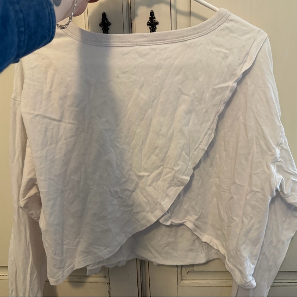 Fabletics White Draped Layered Long-Sleeve Top